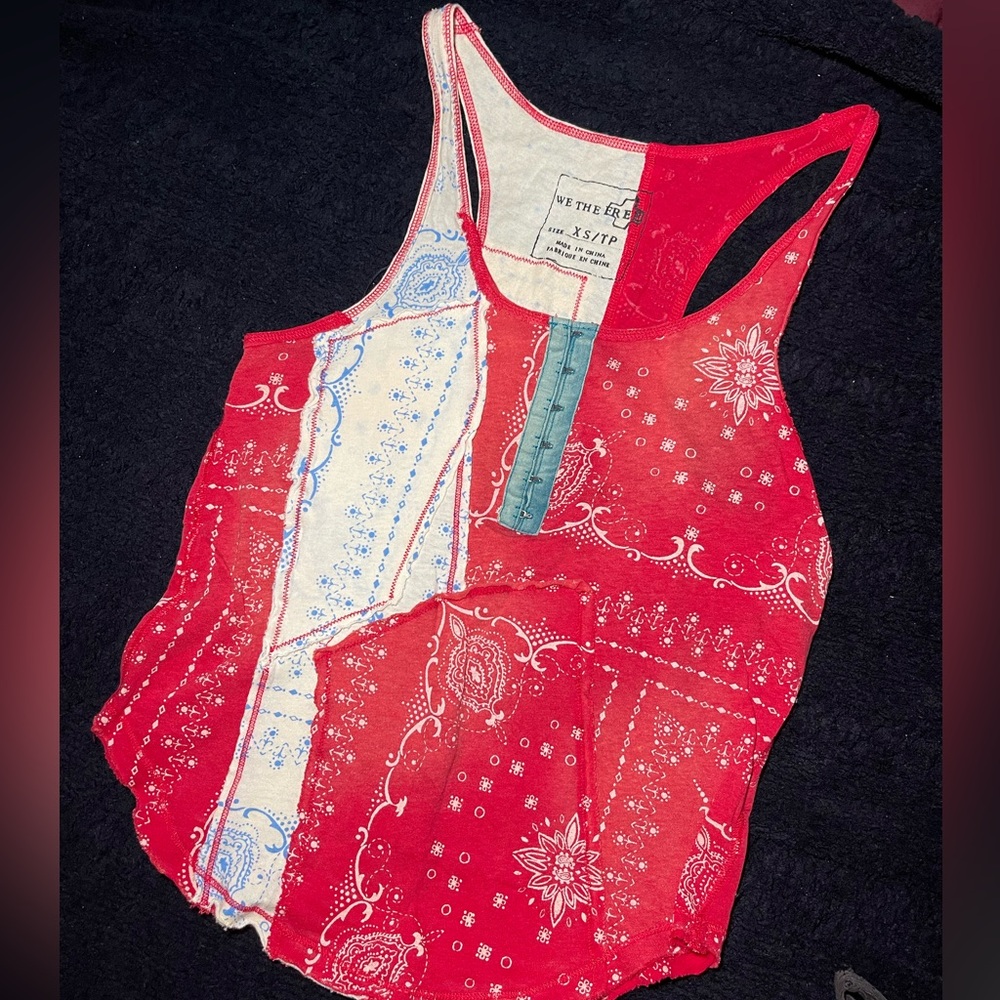 Rare Free People / We The Free Bandana patchwork tank